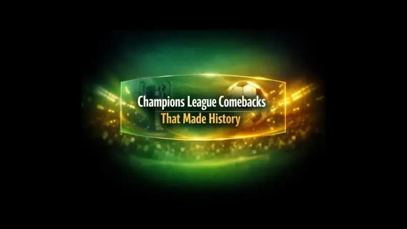 Abstract football-themed background representing dramatic Champions League comeback moments