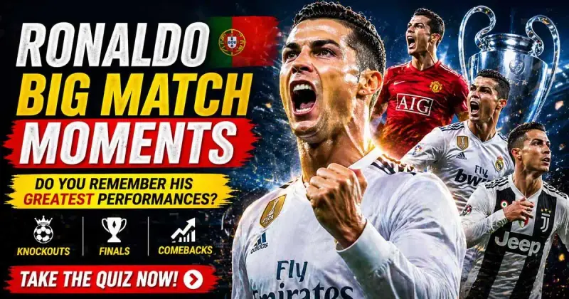 Cristiano Ronaldo big match moments quiz banner