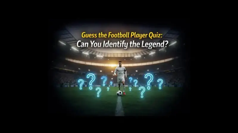 Football quiz banner showing a player in action with stadium lights