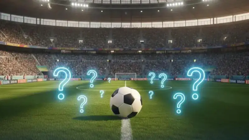 Hard football quiz banner with intense match atmosphere