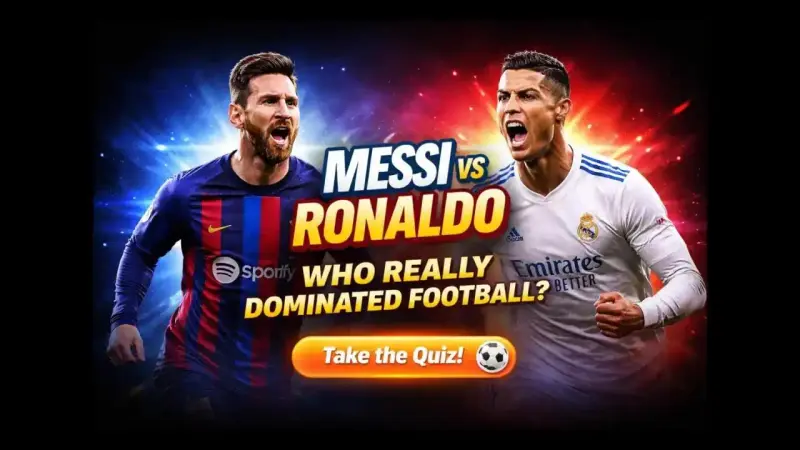 Messi vs Ronaldo football comparison quiz background