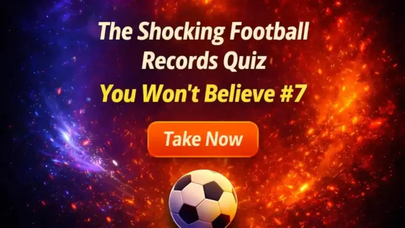 Abstract cinematic football quiz banner with glowing particles and dramatic gradient