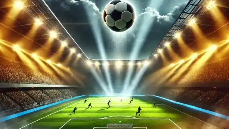Sudanese football quiz cover image showing stadium lights and players silhouette