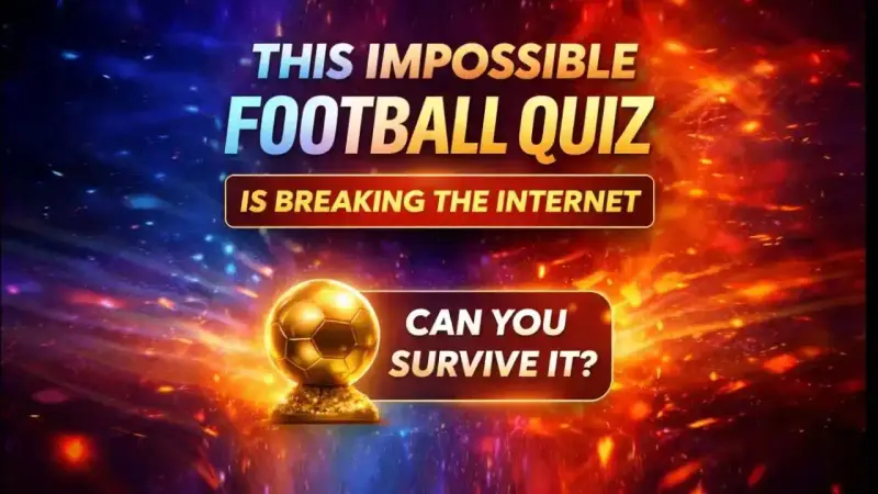 Impossible football quiz challenge with abstract stadium lights and golden glow
