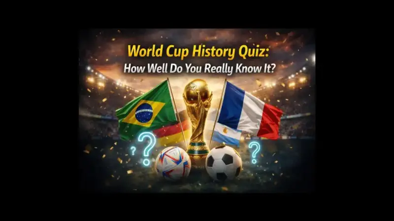 World Cup history quiz banner showing football fans and stadium