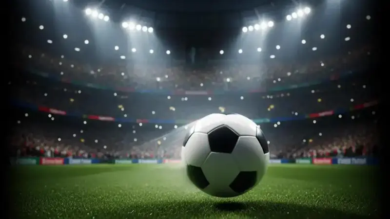 World Cup football quiz banner with stadium lights